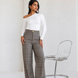 Plaid formal Pants-Beige