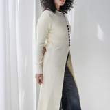 Longline Knit Cardigan-Cream