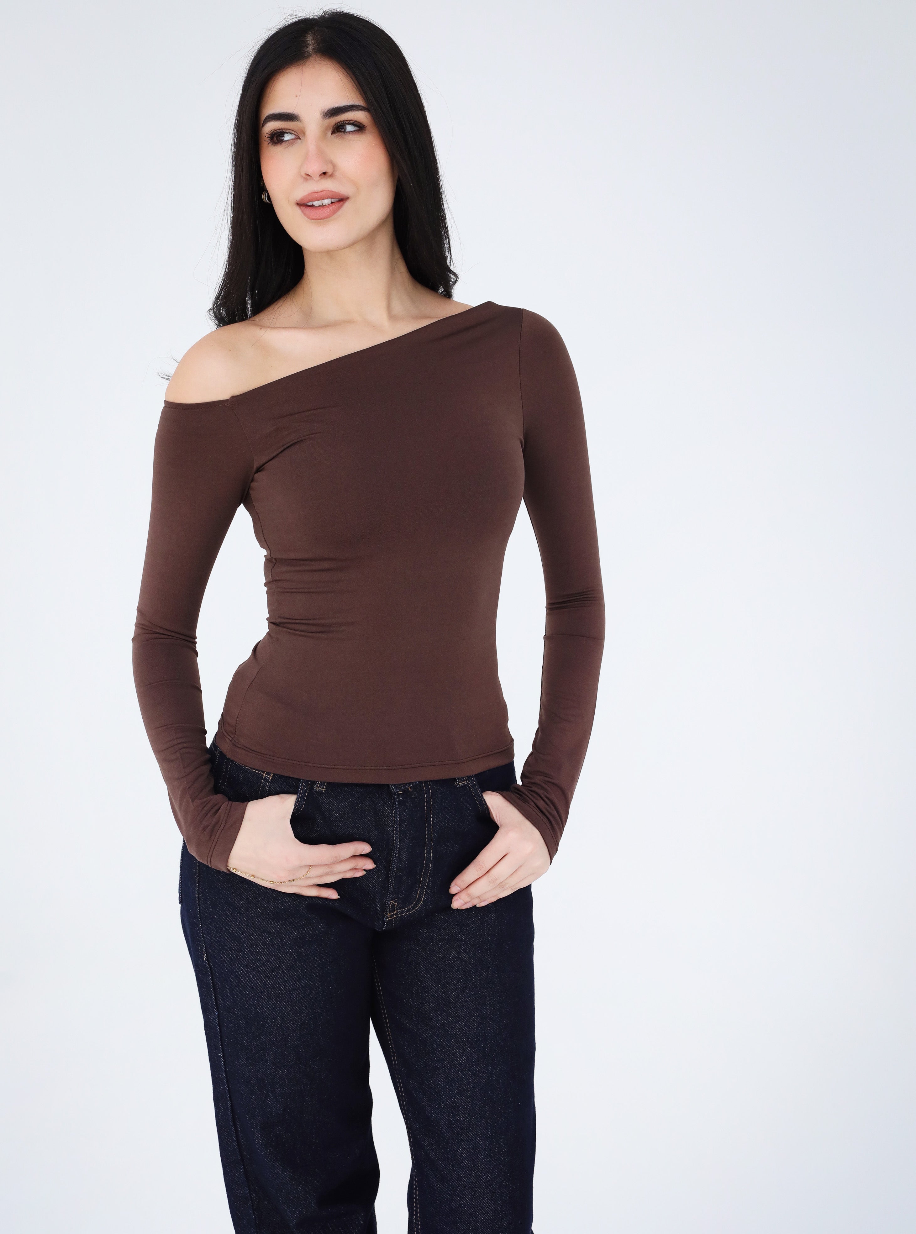 One Shoulder Long Sleeves Top