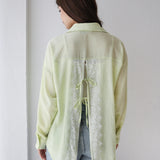 Open Back Lace Shirt- Sage