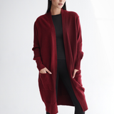 Oversized Longline Cardigan-Burgundy