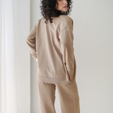 Open Cardigan Knit Set-Beige
