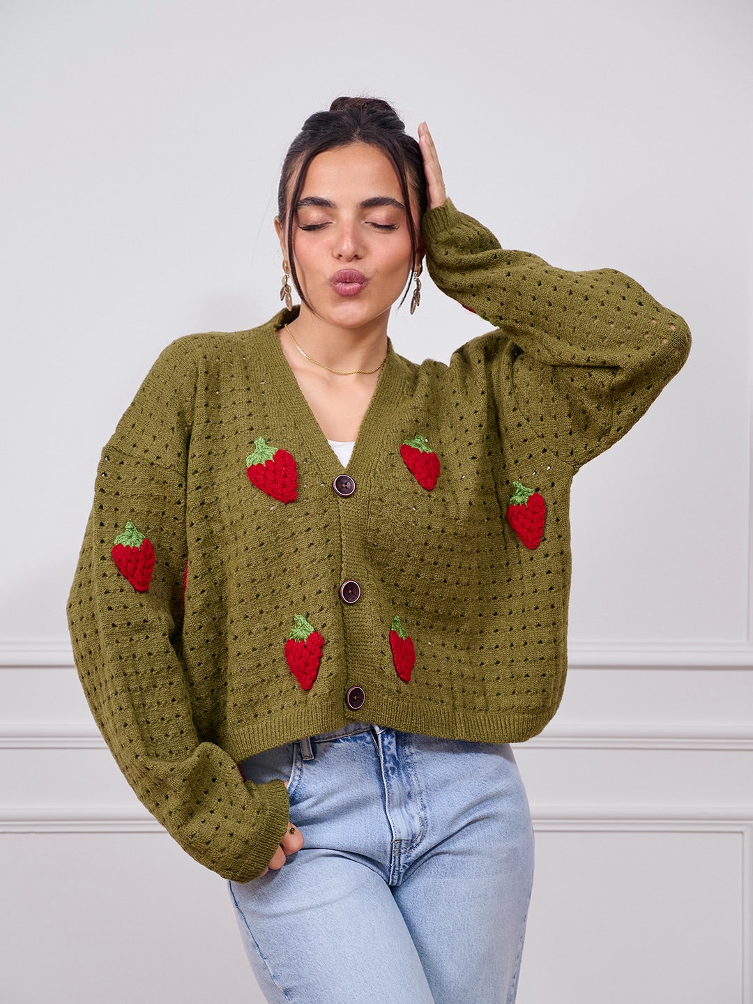 Cropped Strawberry Sweater
