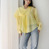 Scarf Collar Shirt- Yellow