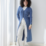 Longline Knit Cardigan-Blue