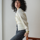 Cropped Knit Cardigan-Off White