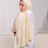 PLAIN CHIFFON SCARF-CREAM