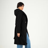 Wool Hooded coat-Black