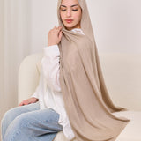PLAIN COTTON SCARF-‏SAND BEIGE