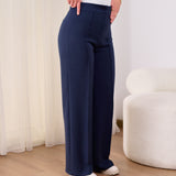 Front Seam Wide Leg Pants- Navy