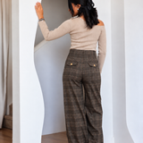 Plaid formal Pants-Brown