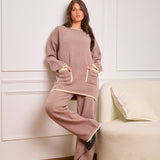Knit Set with Front Pockets - Light Brown