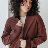 Open Cardigan Knit Set-Brown