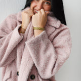 Teddy Long Coat in pink