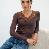Lace V-Neck Long Sleeve Top