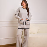 Knit Set with Front Pockets - Gray
