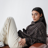 Vintage Plaid Jacket-Brown