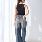 Balloon Fit Jeans- Mid Blue