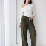 Loose Fit Pants-Olive