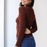 Grace Collar Knit top in brown