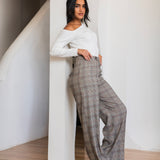 Plaid Wide-Leg Pants