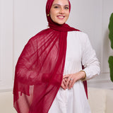 PLAIN CHIFFON SCARF-BURGUNDY