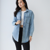Longline Denim Shirt- light blue