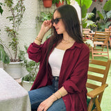 Linen shirt in burgundy