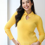 Grace Collar Knit top in yellow
