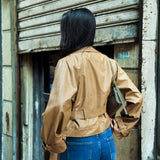 Downtown Leather Jacket-Dark Beige