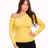 One shoulder basic top - Yellow