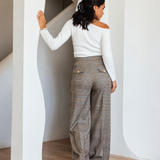 Plaid formal Pants-Beige