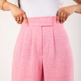 Linen wide-leg pants pink