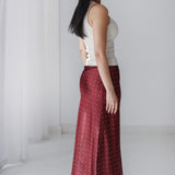 Polka Dot Satin Skirt - Burgendy