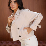 Cropped trench coat - beige