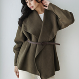 Wrap Cape Cardigan-Brown