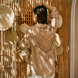 Oriental linen kimono -coffee