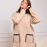 Knit Set with Front Pockets - Beige