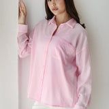 Open Back Lace Shirt- pink