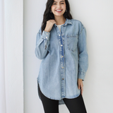 Longline Denim Shirt- light blue