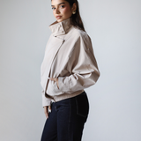 Waterproof Gabardine Utility Jacket-Beige
