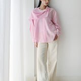 Scarf Collar Shirt- pink