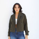 cropped trench coat - Olive