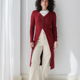 Longline Knit Cardigan-Burgundy