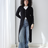 Longline Knit Cardigan-Black
