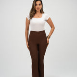 High-Waisted Flare pants-brown