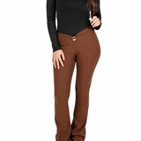 Mid-Rise Flare Pants- Brown