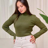High neckline top - olive