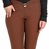 Mid-Rise Flare Pants- Brown