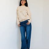 Bloomy Knit Sweater- Beige